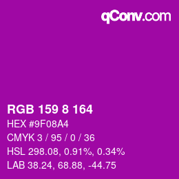 Color code: RGB 159 8 164 | qconv.com