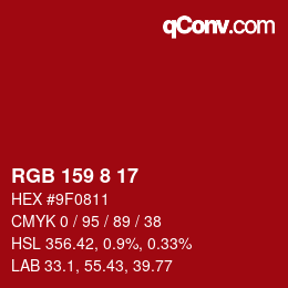 Código de color: RGB 159 8 17 | qconv.com