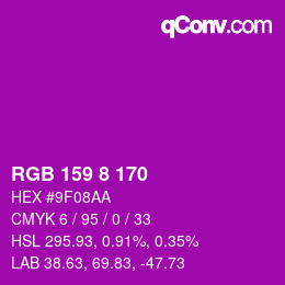 Código de color: RGB 159 8 170 | qconv.com
