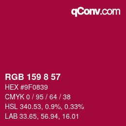 Color code: RGB 159 8 57 | qconv.com