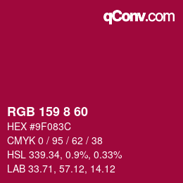 Color code: RGB 159 8 60 | qconv.com