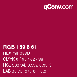 Color code: RGB 159 8 61 | qconv.com