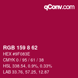 Color code: RGB 159 8 62 | qconv.com