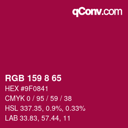 カラーコード: RGB 159 8 65 | qconv.com