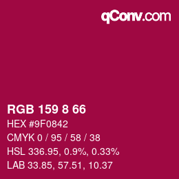 Color code: RGB 159 8 66 | qconv.com