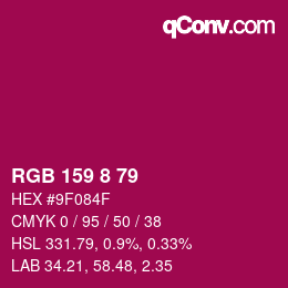 Color code: RGB 159 8 79 | qconv.com