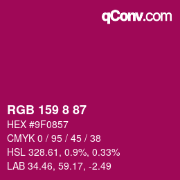 カラーコード: RGB 159 8 87 | qconv.com