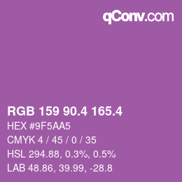 カラーコード: RGB 159 90.4 165.4 | qconv.com