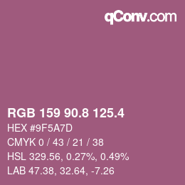 カラーコード: RGB 159 90.8 125.4 | qconv.com