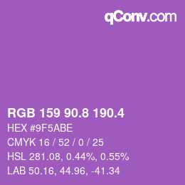 カラーコード: RGB 159 90.8 190.4 | qconv.com