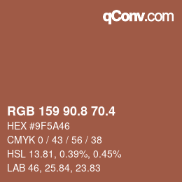 カラーコード: RGB 159 90.8 70.4 | qconv.com