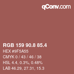 カラーコード: RGB 159 90.8 85.4 | qconv.com