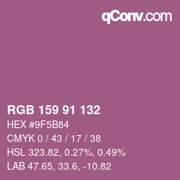Color code: RGB 159 91 132 | qconv.com