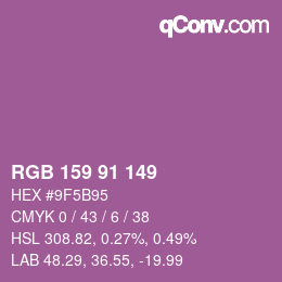 Color code: RGB 159 91 149 | qconv.com