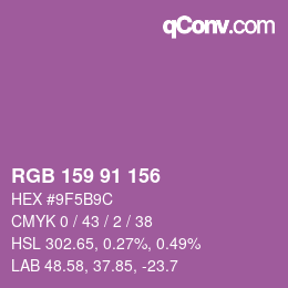 Color code: RGB 159 91 156 | qconv.com