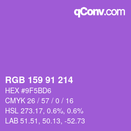 カラーコード: RGB 159 91 214 | qconv.com