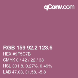 カラーコード: RGB 159 92.2 123.6 | qconv.com