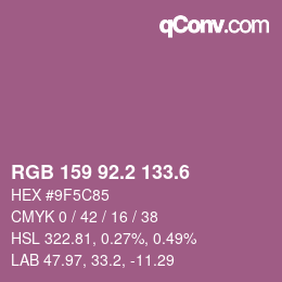 カラーコード: RGB 159 92.2 133.6 | qconv.com