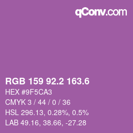 カラーコード: RGB 159 92.2 163.6 | qconv.com