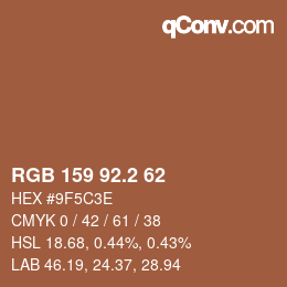 カラーコード: RGB 159 92.2 62 | qconv.com