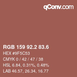 カラーコード: RGB 159 92.2 83.6 | qconv.com