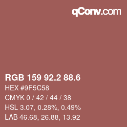 カラーコード: RGB 159 92.2 88.6 | qconv.com