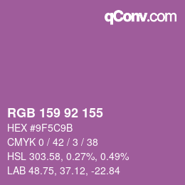 颜色代码: RGB 159 92 155 | qconv.com
