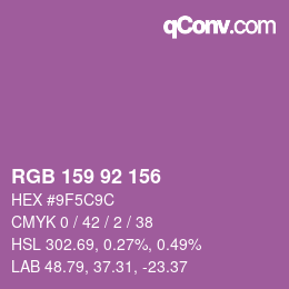 カラーコード: RGB 159 92 156 | qconv.com
