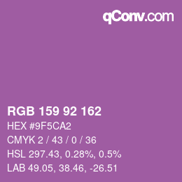 Color code: RGB 159 92 162 | qconv.com