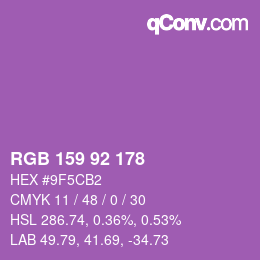 Color code: RGB 159 92 178 | qconv.com