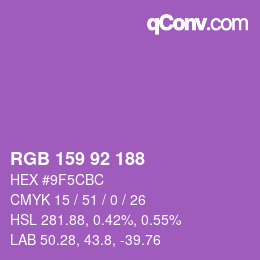 カラーコード: RGB 159 92 188 | qconv.com