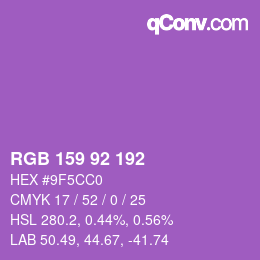 カラーコード: RGB 159 92 192 | qconv.com