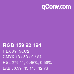 颜色代码: RGB 159 92 194 | qconv.com