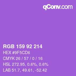 颜色代码: RGB 159 92 214 | qconv.com