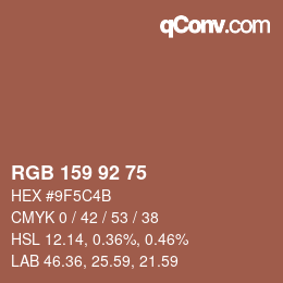 Color code: RGB 159 92 75 | qconv.com