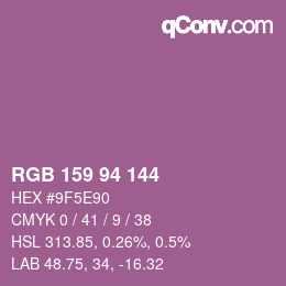Color code: RGB 159 94 144 | qconv.com