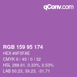 Color code: RGB 159 95 174 | qconv.com