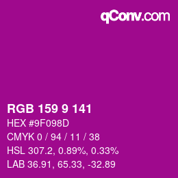 Color code: RGB 159 9 141 | qconv.com