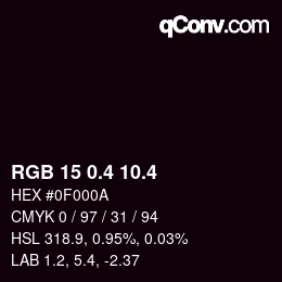 カラーコード: RGB 15 0.4 10.4 | qconv.com
