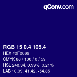 カラーコード: RGB 15 0.4 105.4 | qconv.com