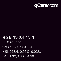 カラーコード: RGB 15 0.4 15.4 | qconv.com