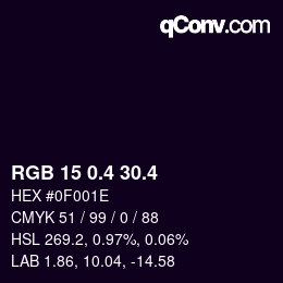 カラーコード: RGB 15 0.4 30.4 | qconv.com