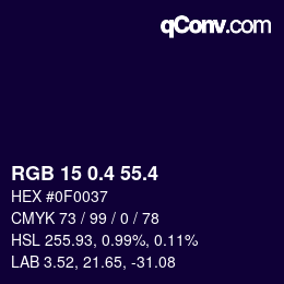 カラーコード: RGB 15 0.4 55.4 | qconv.com