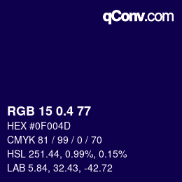カラーコード: RGB 15 0.4 77 | qconv.com