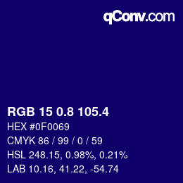 カラーコード: RGB 15 0.8 105.4 | qconv.com
