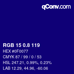 カラーコード: RGB 15 0.8 119 | qconv.com