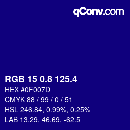 カラーコード: RGB 15 0.8 125.4 | qconv.com