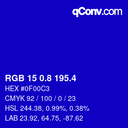 カラーコード: RGB 15 0.8 195.4 | qconv.com
