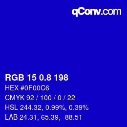 カラーコード: RGB 15 0.8 198 | qconv.com