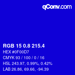 カラーコード: RGB 15 0.8 215.4 | qconv.com
